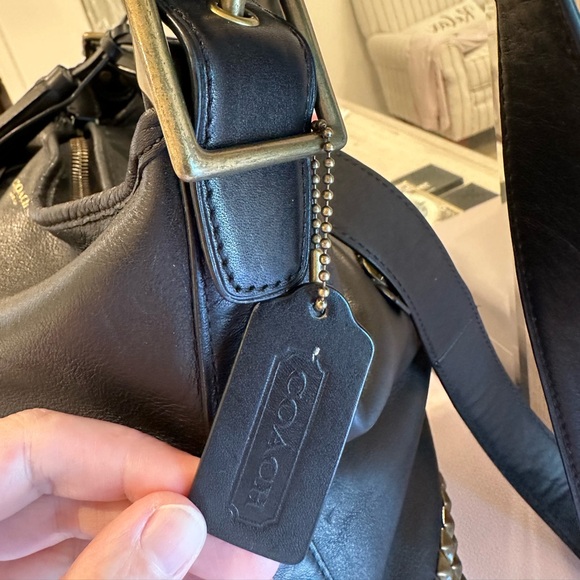 Coach Black Leather Bag with Gold Studs - Picture 6 of 14